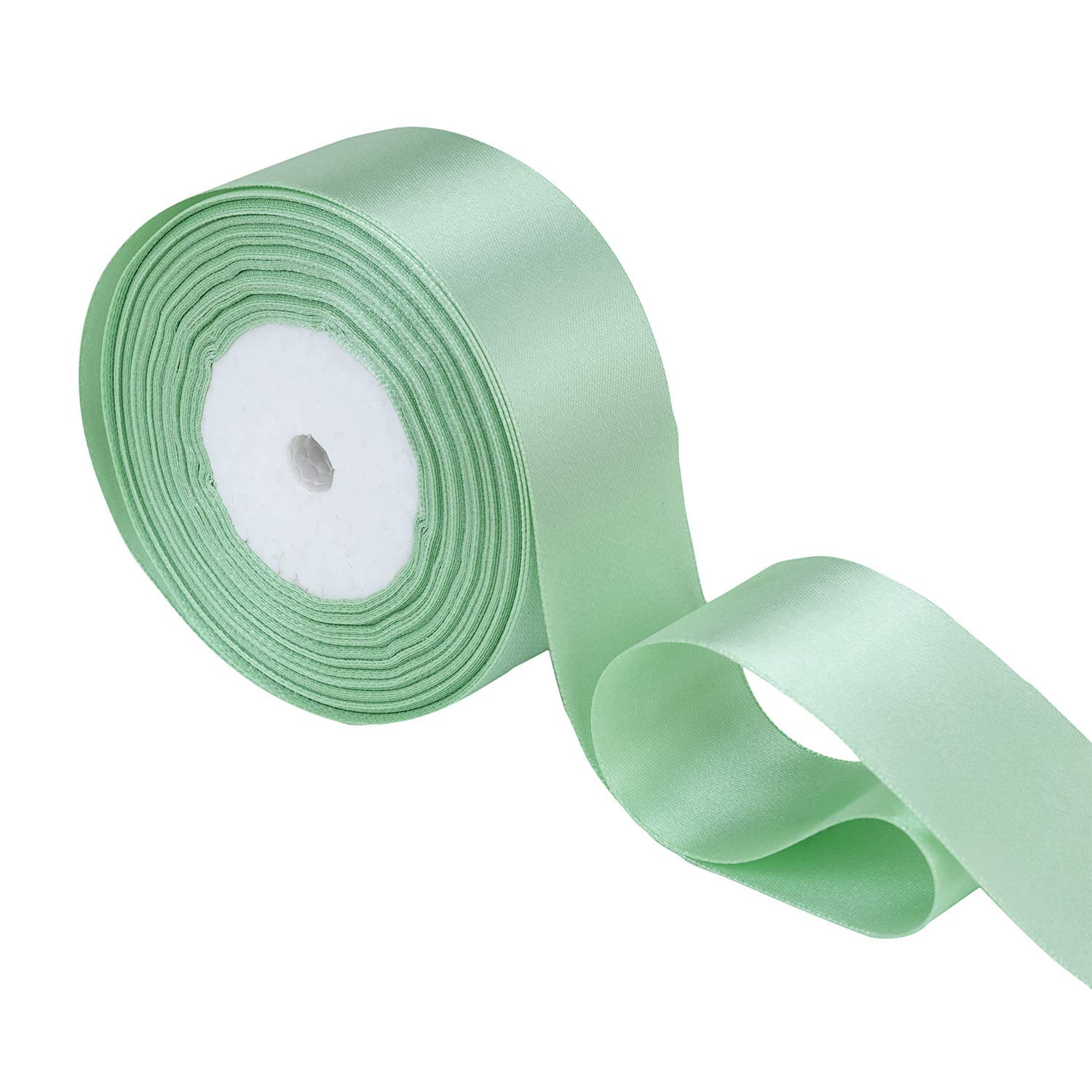 Trimming Shop Mint Green Ribbon Roll - 25mm x 25 Metres - Double Sided Satin Brightly Coloured - 100% Polyester - for Gift Wrapping, Decorating, Arts and Craft - Machine Washable