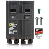 FalconSupply Genuine Square D HOM250 50 Amp Double Pole Circuit Breaker Kit | Plug-On Replacement for Homeline Load Center Panel Box, UL Listed, 50A, 120/240V, 10kAIC, 50Amp, 2 Pole HOM Breaker, 1 Pack