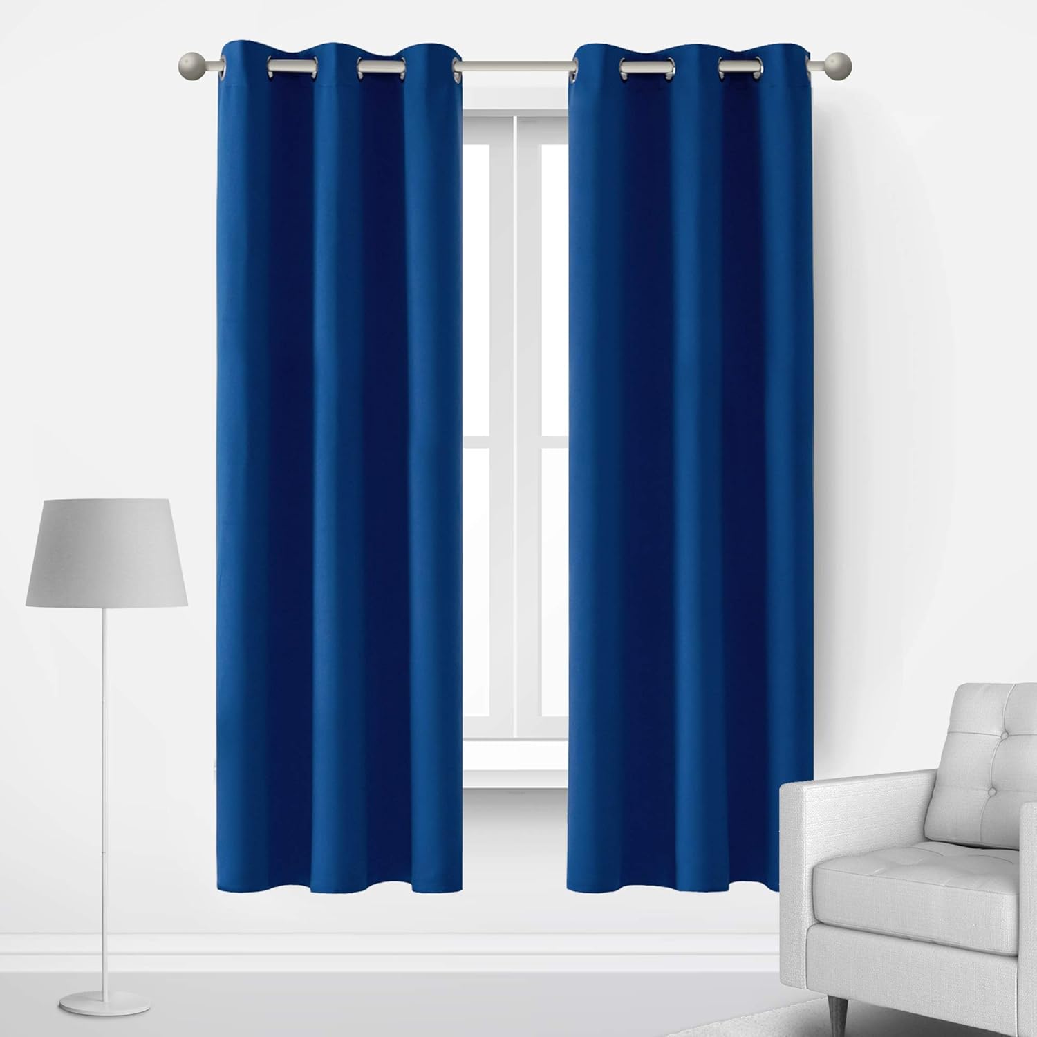 Deconovo Lot De 2 Rideau Occultant Isolant Thermique Rideau Chambre Bebe Oeillets Bleu Roi 107x1cm Cuisine Et Maison Ameublement Et Decoration