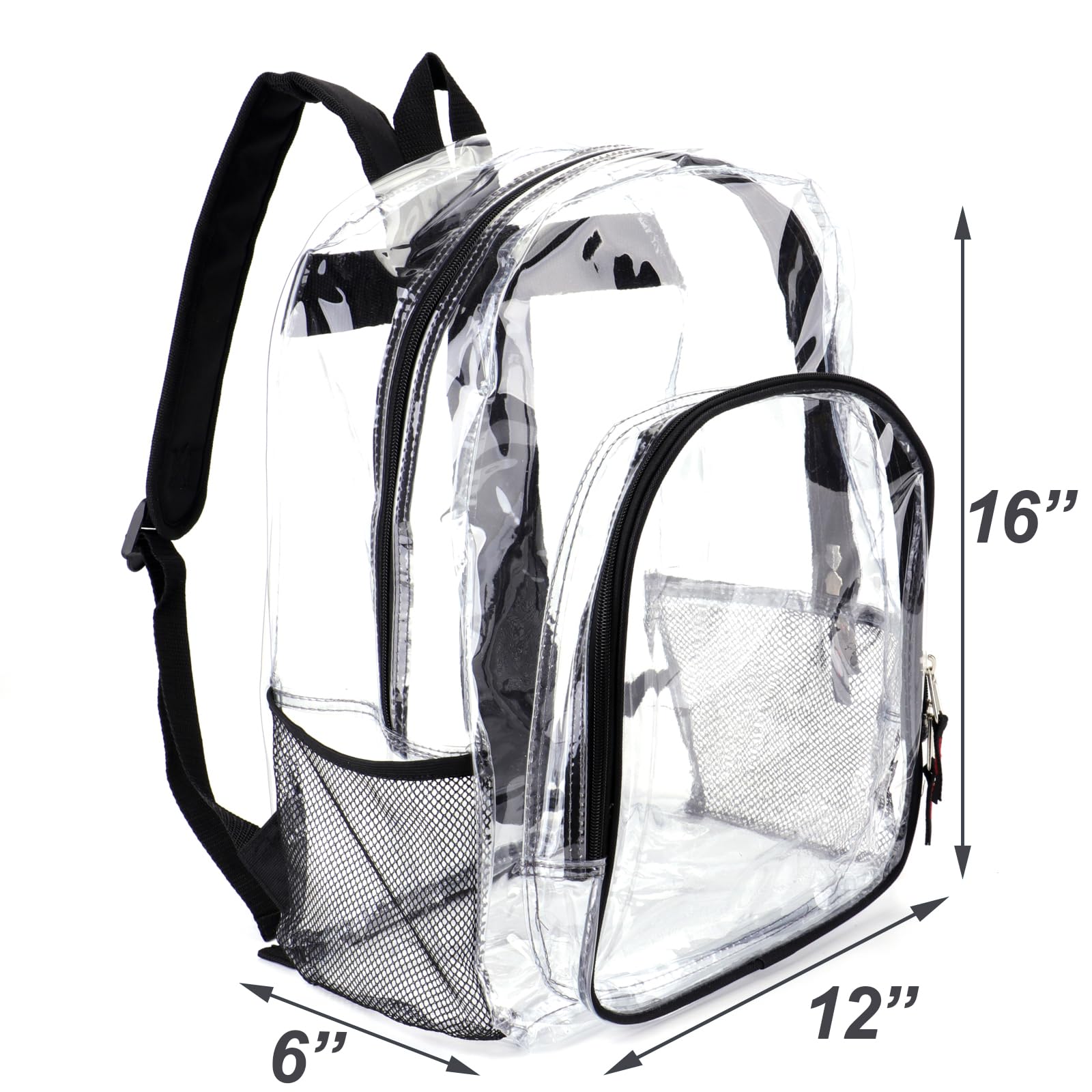 JOMPARO Clear Backpack Heavy Duty Clear Bookbag for School Transparent See Through Book Bags for Boys Girls 16 inch