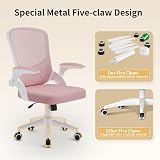 nasapaluro Ergonomic Desk Chair Pink with Flip-Up Armrests Mesh Back Lumbar view 8