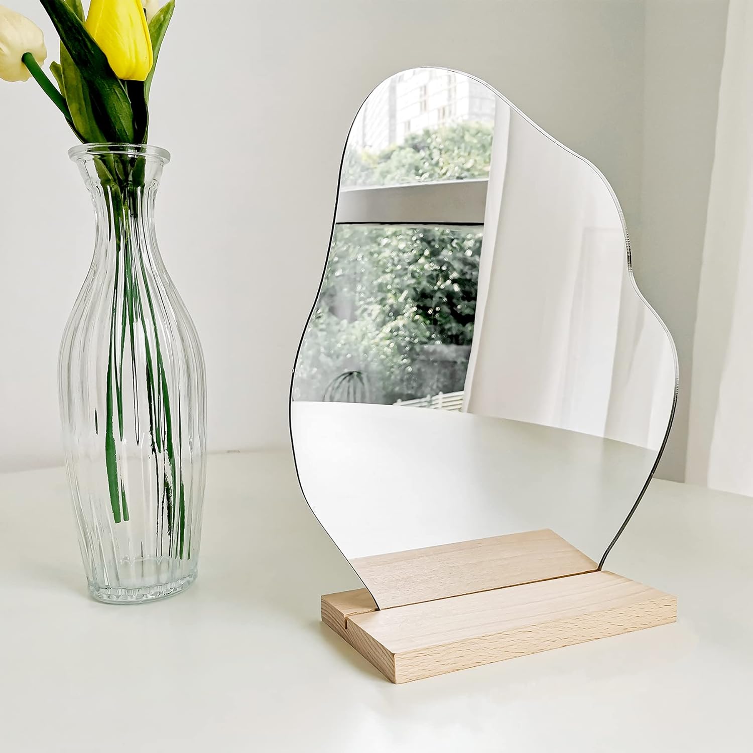 Mirrors - Aesthetic Room Decor Desk Mirror, Decorative Locker Mirror, Cute Room Decor Aesthetic Table Frameless Mirror, Asymmetrical Cloud Mirror