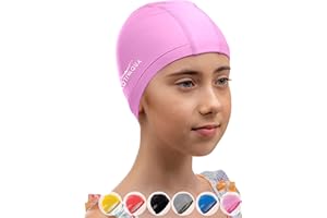 AQTIVAQUA Spandex Swim Cap with Protective Layer // Comfortable Swimming Cap for Women Men Adult and Kids