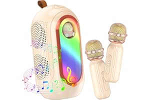Olycism Mini Karaoke Machine for Kids & Adults with 2 Wireless Microphones Portable Karaoke Machine 2x5W Bluetooth Speaker Bi