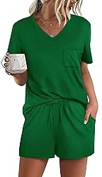 RUBZOOF Two Piece Outfits for Women Short Sleeve V