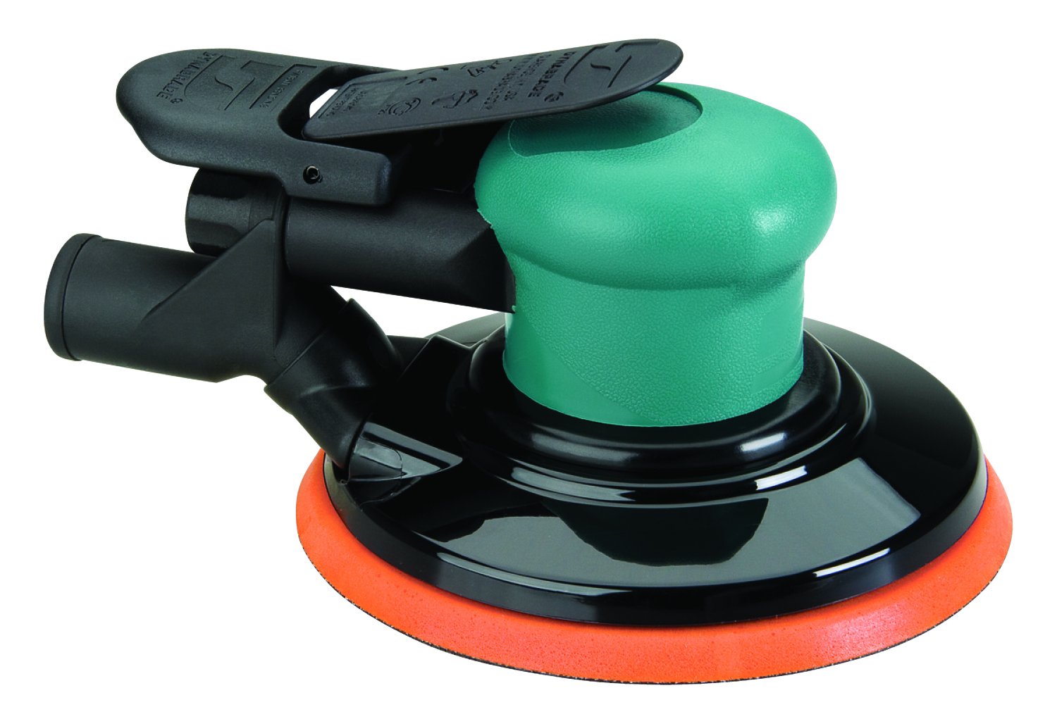 Dynabrade 59044 Lijadora orbital aleatoria Dynorbital-Spirit de vacío central de 6 (152 mm) de diámetro, 0,25 hp, 12000 rpm, 3/32 (2 mm) de diámetro. Órbita, escape trasero