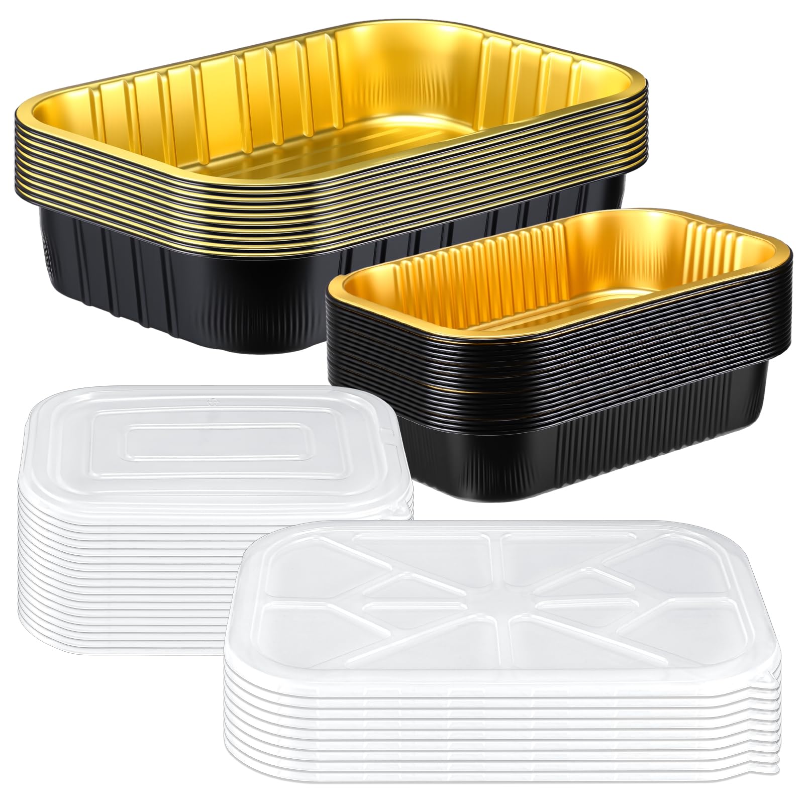 Photo 1 of Funnymoom 30 Pack Aluminum Pans with Lids Kit Includes 10 Pack 10x13 Half Size Oven Steam Table Tin Foil Pans Collocation 20 Pack 8.7x6 Disposable Baking Pan Chafing Trays