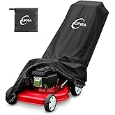 Kipiea Outdoor 600D Lawn Mower Cover Waterproof, UV &amp; Tear-Resistant with 4 Buckles and 2 Drawstrings for Most Push Lawn Mowers