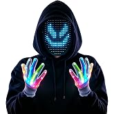 mofyshine LED Mask &amp; Gloves Set with Gesture Sensing, Cool Gifts for Boys | Light Up Mask with Rechargeable, Halloween Costume Set, Christmas &amp; Birthday Gift Party Favor