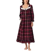 Eileen West Womens Sleepwear & Loungewear - Brushed Flannel Collection - 100% Cotton Long Sleeve 50" Long Ballet Nightgown