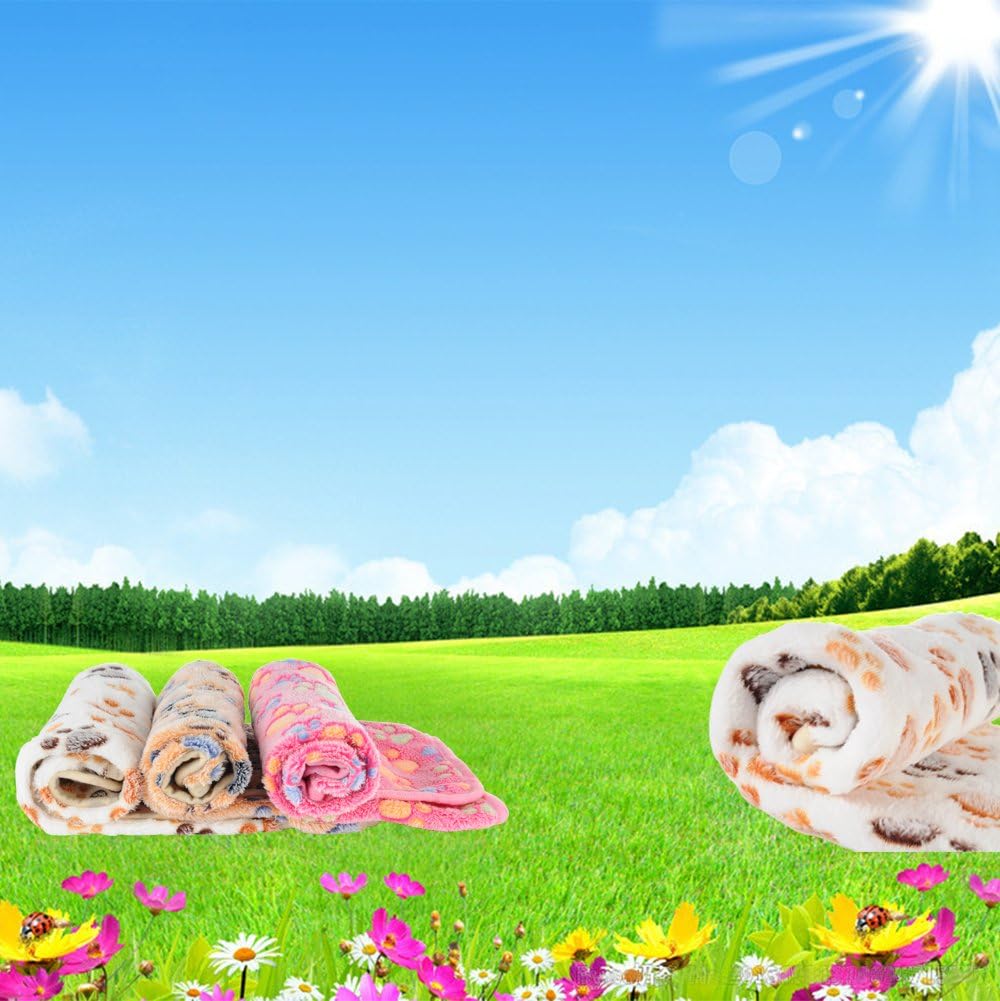 iNNEXT 3 Pack Puppy Blanket for Pet Cushion Small Dog Cat Bed Soft Warm Sleep Mat, Pet Dog Cat Puppy Kitten Soft Blanket Doggy Warm Bed Mat Paw Print : Pet Supplies
