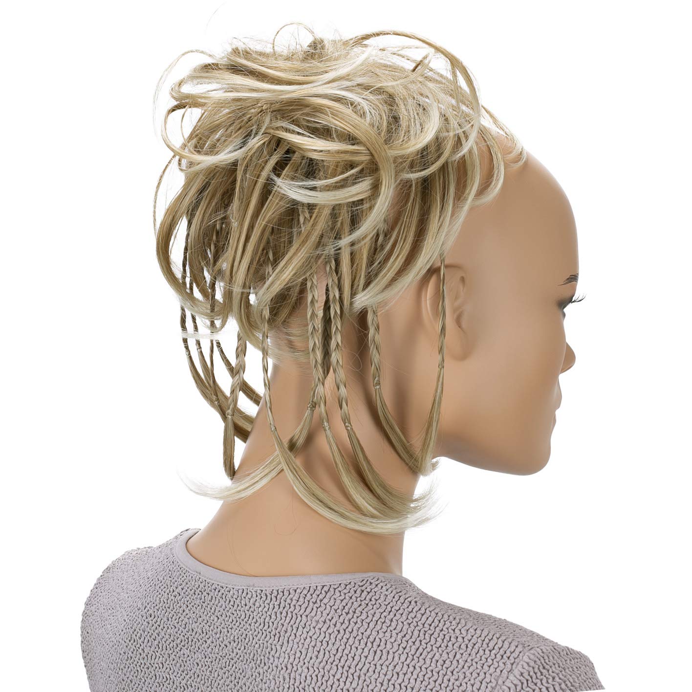CAISHA XXL Scrunchie Messy Bun Hairpiece Braided Updo Slightly Wavy Voluminous Blond Mix G13D