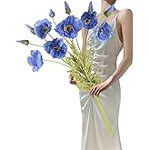 IPOPU 43.3" Poppy Flowers Artificial Flowers 6PCS Fake Silk Poppies Long Stem Artificial Flowers for Tall Vase for Wedding Party Home Decor(Royal Blue)