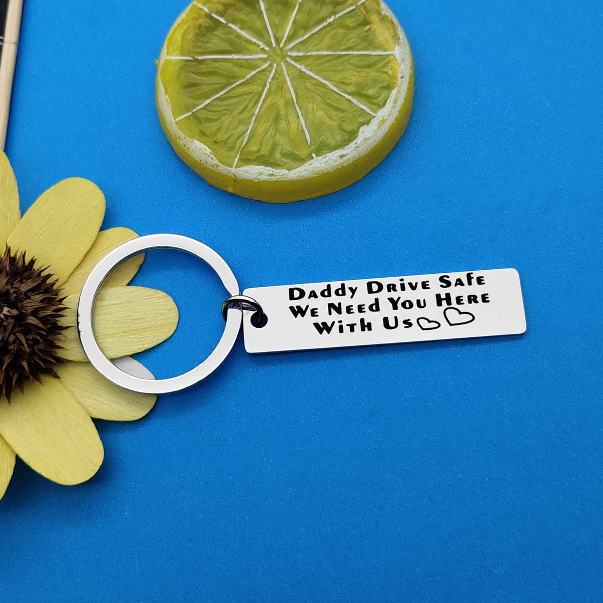 Dad Keyring Gift Fathers Day Gift Daddy Drive Safe We Need You Here with Us Keyring Drive Safe Keyring for Dad Trucker Dad Gift Christmas Birthday Gift Dad Gift from Daughter Son - Image 5