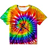 Jyvaxi Kids Tie Dye Shirt for Boys Girls Children Tie-Dye Hippes Tshirt Short Sleeve Tee Shirt for Todder