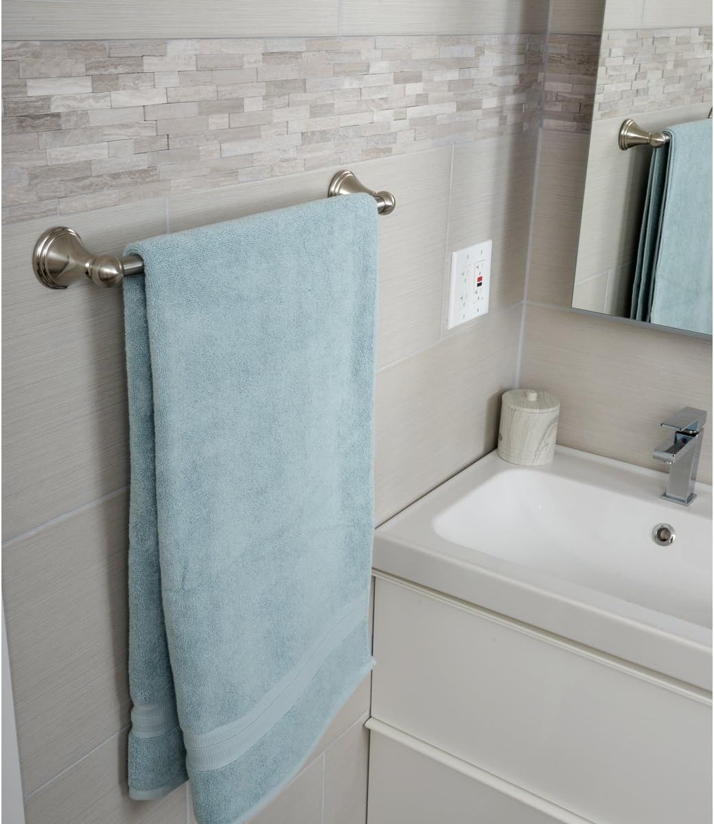  Basics Modern Bathroom Towel Bar Rack, Satin Nickel, 18 Inch - - 