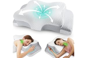 Cervical Pillow for Neck Pain Relief, Memory Foam Neck Support Pillow for Sleeping, Ergonomic Orthopedic Contour Bed Pillow w