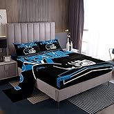 Erosebridal Queen Football Bed Sheets Set for Fan,Rugby Sheet Set for Kids Boys Teens,Football City Sheets,Sports Flat Fitted Sheet with 2 Pillowcases Deep Pockets