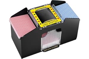 Nileole 2/4/6 Deck Automatic Card Shuffler, Battery-Operated Electric Shuffler, Casino Card Game Table Accessories for Travel, UNO, Phase 10, Skip-Bo, Texas Hold'em (Black, 4 Decks)