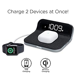iHome Wireless Charger with Alarm Clock and USB