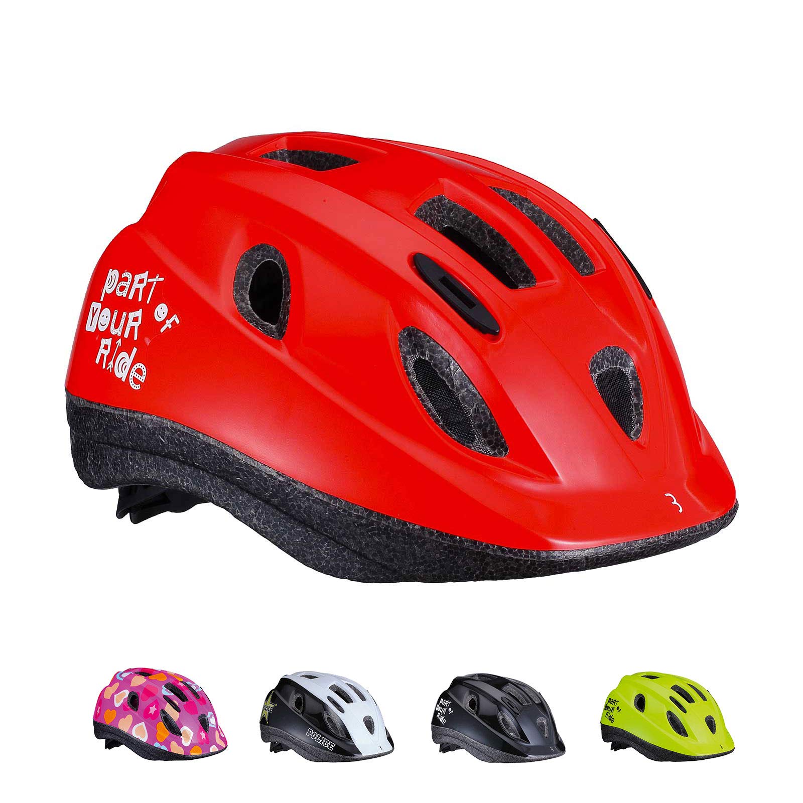 BBB Cycling Youth Bike Helmet for Kids 5-10 years Boys and Girls Mountainbike and Road Cycling Skateboard Inline Skating Scooter Glossy Red M 52-56 cm Boogy BHE-37