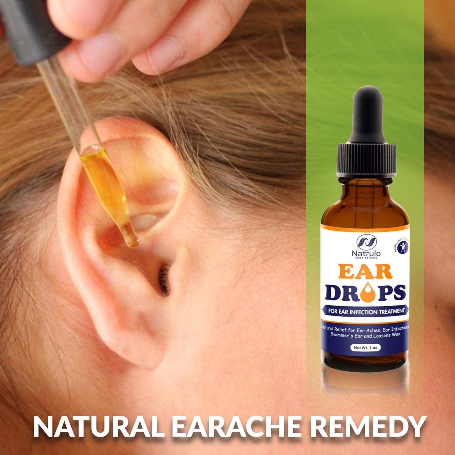 Natrulo Natural Ear Drops for Ear Infection Treatment - Homeopathic, Herbal Eardrops for Adults, Children & Pets - Relieves Ear Aches, Infections, Swimmer's Ear, Loosens Wax - Kids Safe, Made in USA: Health & Personal Care