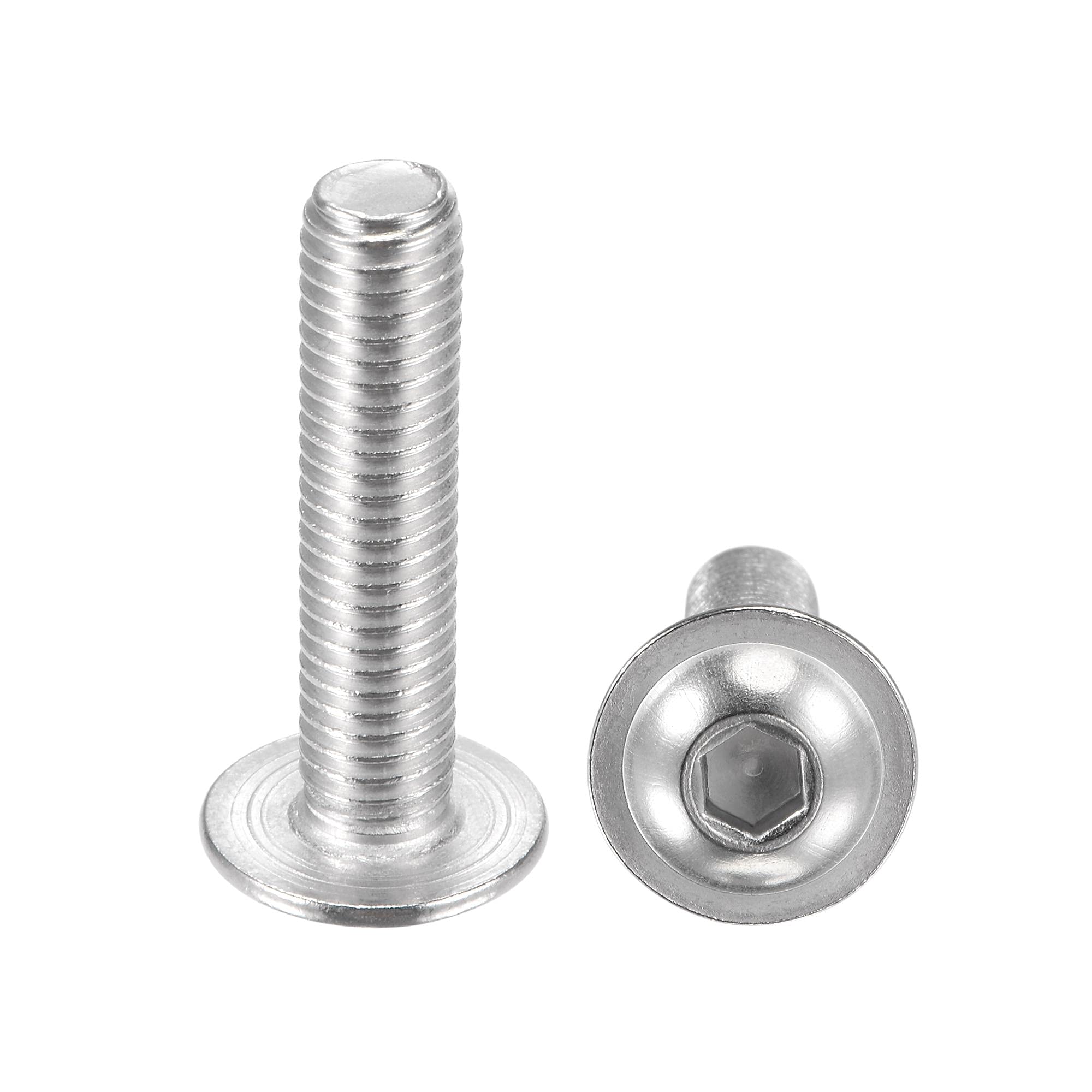 sourcing map Flanged Button Head Socket Cap Screws, M8x40mm Hex Socket Drive Screw, 304 Stainless Steel Fasteners Bolts, Fully Threaded Machine Screw 10Pcs