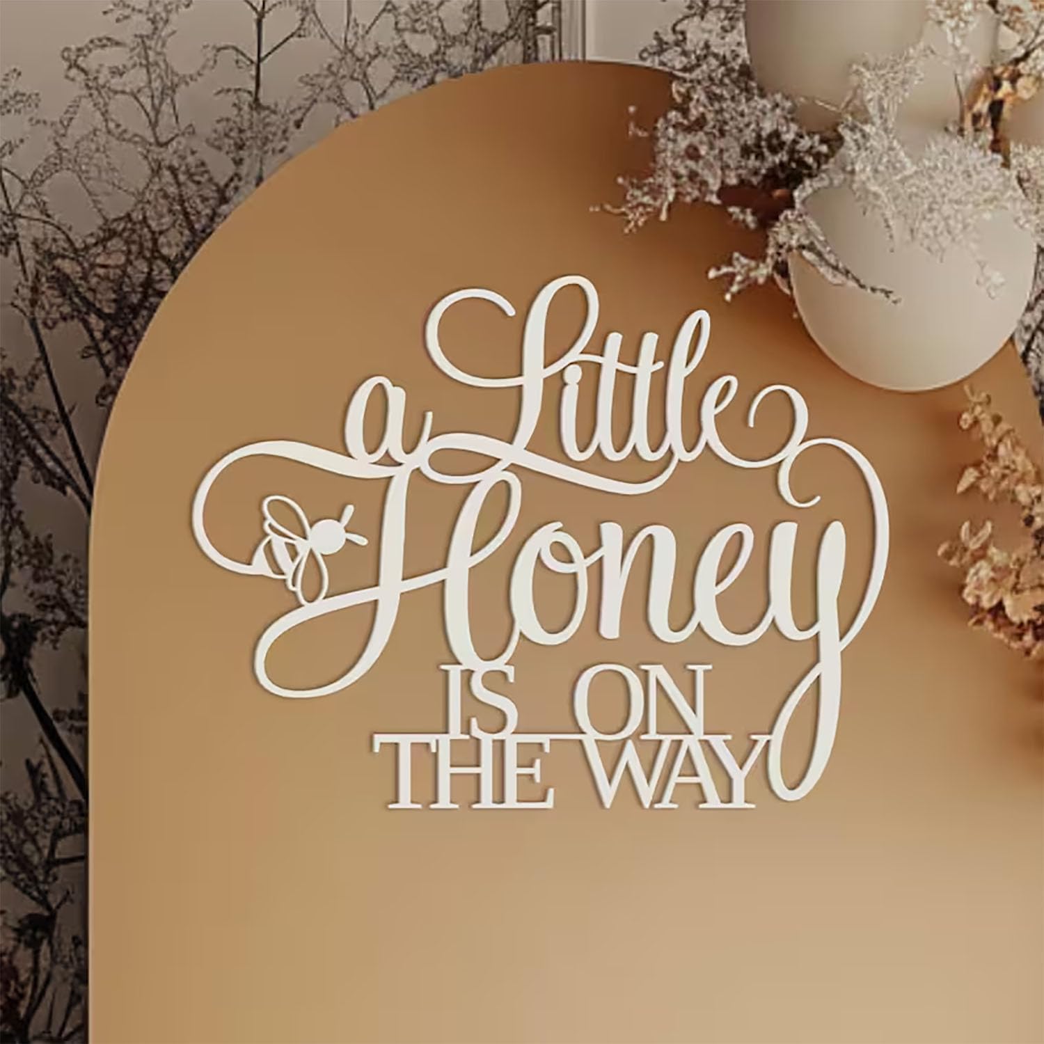 Photo 1 of Wooden A Little Honey is on The Way Sign for Backdrop, Bee Theme Baby Shower Decorations for Baptism 1st Birthday Gender Reveal Party Balloon Arch Backdrop