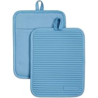 KitchenAid Kitchen Aid Ribbed Soft Silicone Pot Holder Set, 7"x9", Blue Velvet