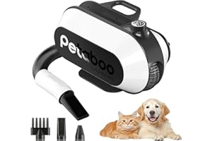 petaboo Dog Blow Dryer - Ultra-Quiet,Negative Ion Technology,3-in-1 Nozzles & Adjustable Speed/Temp, Portable & All-in-One Storage for Dogs & Cat