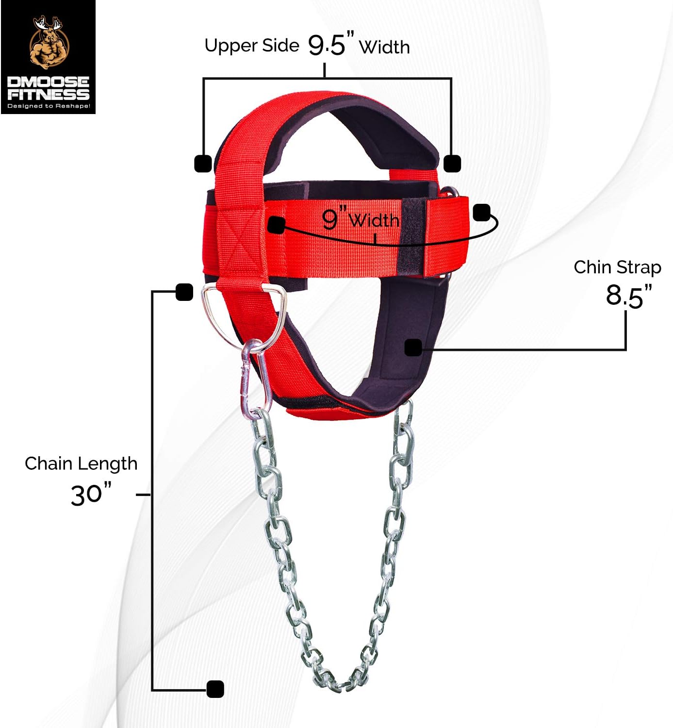 DMoose Fitness Neck Harness for Weight Lifting, Resistance Training, or Injury Recovery with Long Steel Chain, Improve Muscle Strength : Sports & Outdoors
