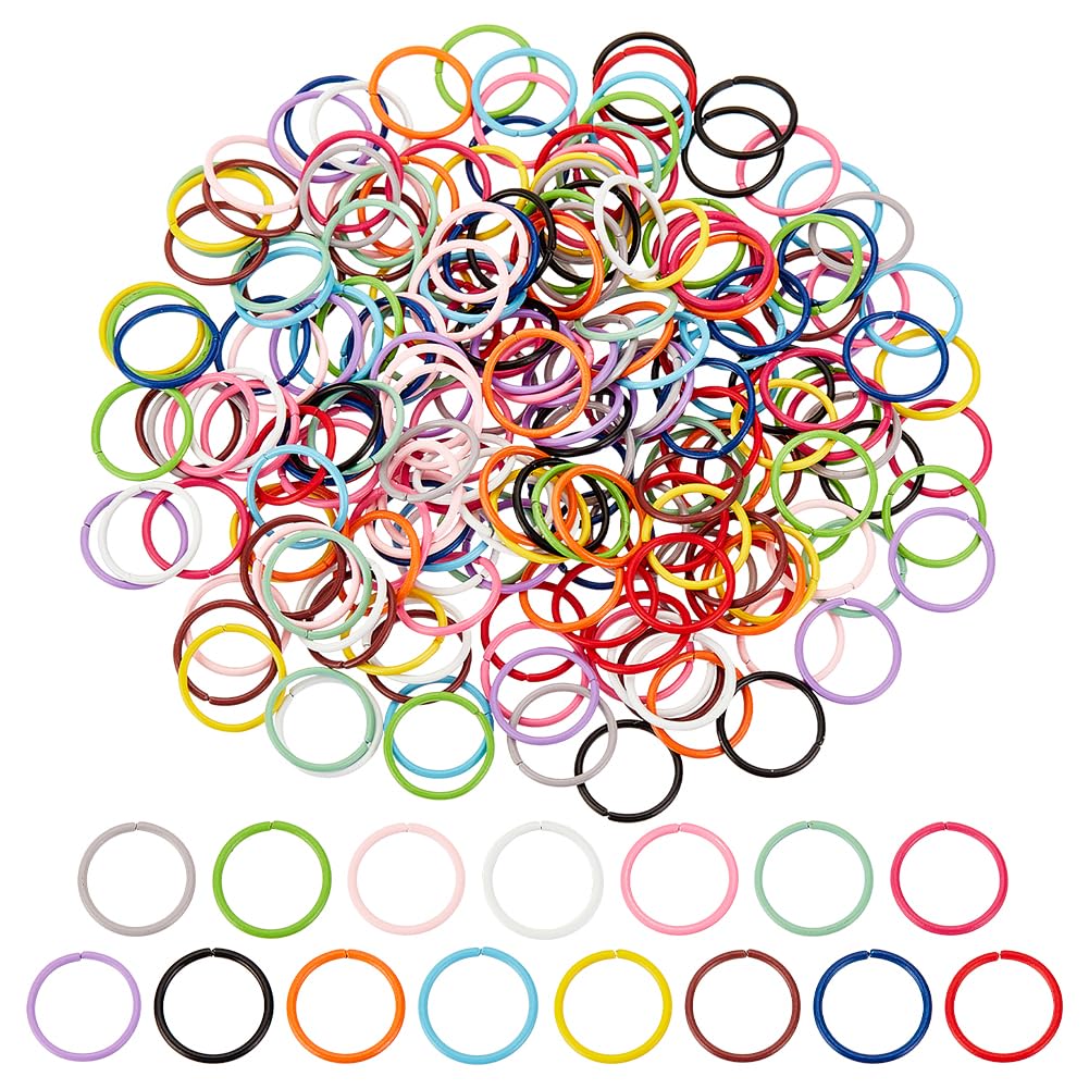 PH PandaHall 12mm Colored Jump Rings, 225pcs 15 Colors Open Rings O Ring Connector Ring Chainmail Large Jump Ring for Bracelets Necklaces Pendants Chain Choker DIY Craft Making