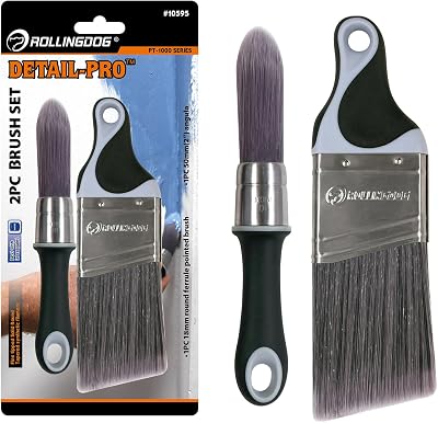 2in Detail Edge Paint Brush Set - Angled & Round Pointed Brushes