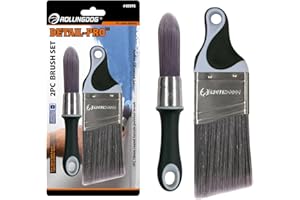 ROLLINGDOG 2PC Cutting in Paint Brush Set - 1PC 50mm (2”) Angled Edger Short Handle Brush and 1PC Pointed Round Trim Brush fo