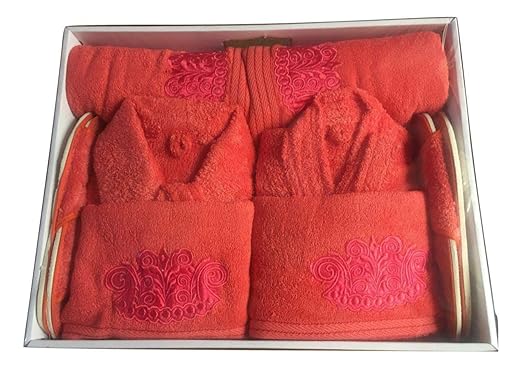 Sunrise Home Men and Women Couple Bathrobe 8 Pieces Combo Set in Pure Cotton