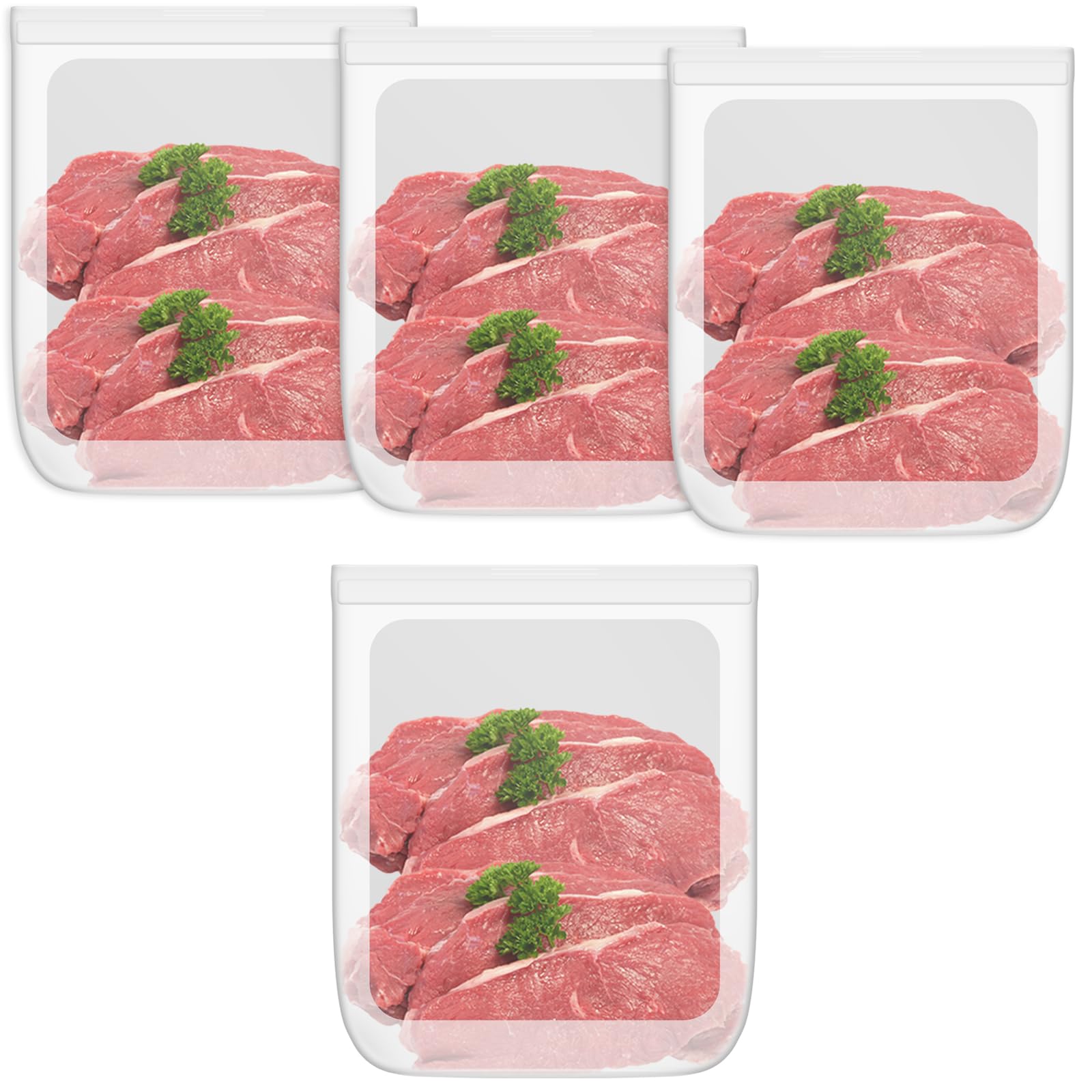 Photo 1 of 100% Silicone Flat Gallon Freezer Bags, 4 Pack Extra Large Reusable Silicone Ziplock Bags Gallon Size for Freezer, Double Zipper Seal, BPA & Microplastic Free, Freezer Microwave Sous Vide Safe, Clear