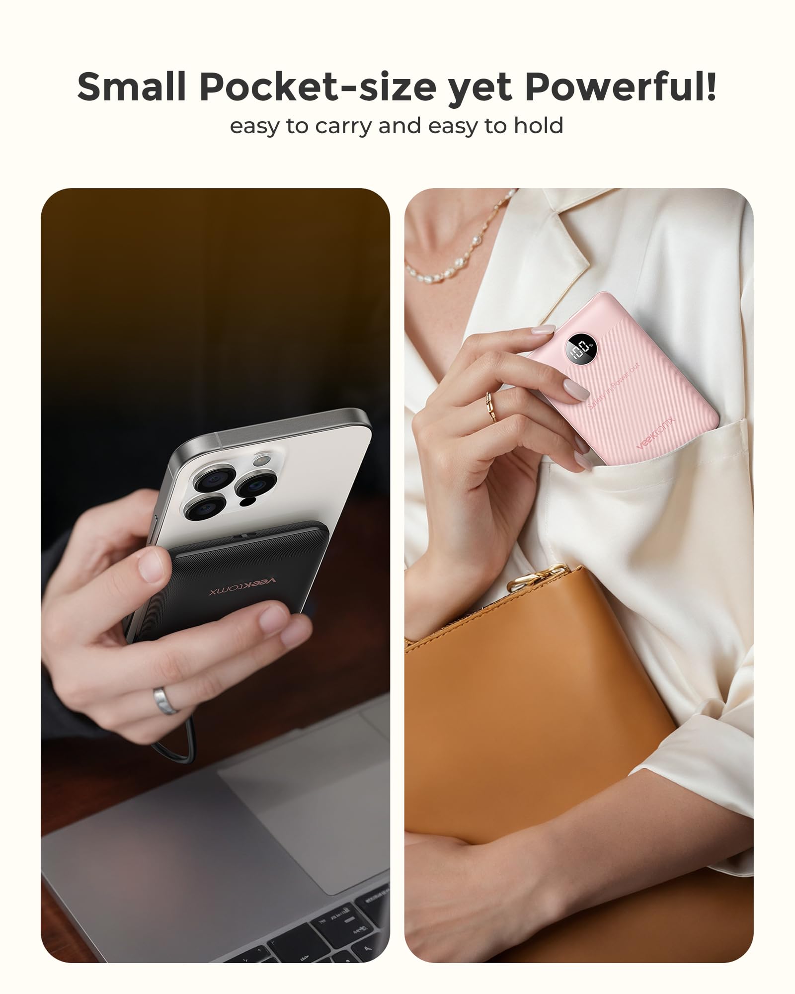 Power Bank 10000mAh 22.5W Mini Powerbank USB C Externe Handyakkus Klein Aber Stark VEEKTOMX Power Bank PD3.0 QC3.0 Kompatibel mit iPhone, Samsung, Xiaomi, Google Pixel, OnePlus, usw 4