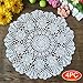 Elesa Miracle 16 Inch 4pc Handmade Round Crochet Cotton Lace Table Placemats Doilies Value Pack, Flower, Beige/White (4pc-16 Inch White)