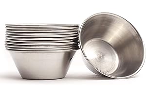EHOMEA2Z Ramekins Stainless Steel Condiment Sauce Cups, Metal Ramekins, Commercial Grade, Multifunctional, Ideal for All Hot and Cold Sauces, Individual Portion Cups (48, 1.5 oz)