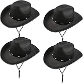 SGBETTER 4 Pack Cowboy Hat Felt Studded Western Rodeo Texan Cowboy Cowgirl Hat for Adult