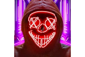 Creatwo LED Mask Halloween Light Up Purge Mask Glow in the Dark Scary Costumes for Adults Halloween Cosplay Men Gift