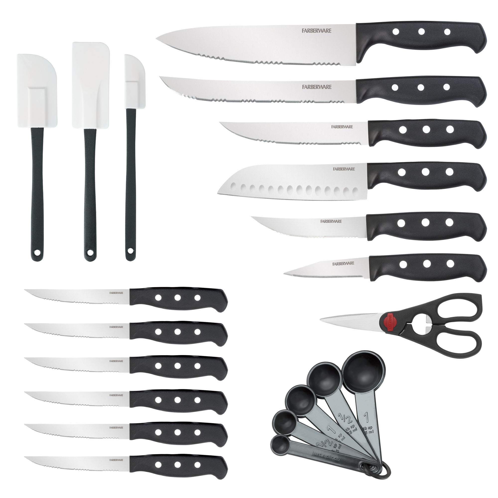Farberware 22-piece ' Never's Sharp Triple-Rivet Knife, Tool Set