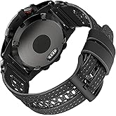 HEMSUT Leather + Breathable Mesh Watch Band for Garmin, 20/22/26mm, Comfort & Secure Fit Strap for Fenix Forerunner Approach MARQ Epix Tactix Quatix D2 Series
