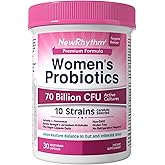 NewRhythm Women's Probiotics, Organic Prebiotics, 70 Billion CFU 10 Strains, Vaginal Probiotics for Urinary & Digestive Health, 30 Vegan Capsules, No Bloating