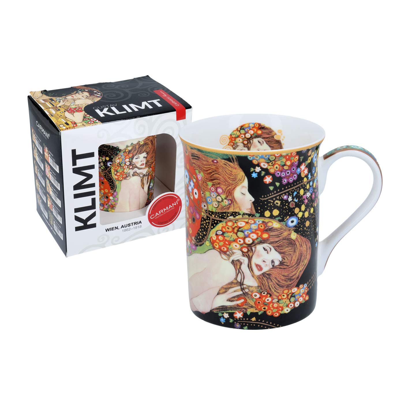 CARMANI - Classic Mug Decorated with Gustav Klimt 'Water Snakes' 420ml