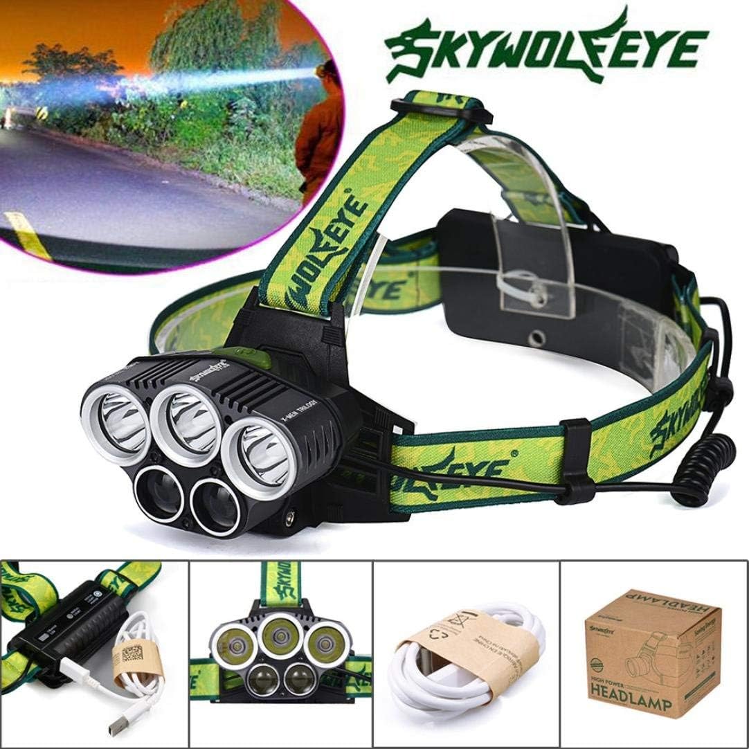 Headlamp, 25000LM 5X XML T6 LED Rechargeable 18650 USB Headlamp Headlight Head Light Torch