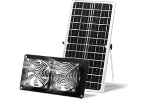 SUNYIMA Solar Powered Fan,15W Waterproof Solar Dual Exhaust Fan with 9.84Ft On/Off Cable for Small Chicken Coops, Sheds, Pet Houses, Outdoor Greenhouse Air Circulation