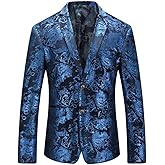 Cloudstyle Men's Dress Floral Suit Notched Lapel Slim Fit Stylish Blazer Dress Suit