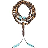 Mudra Crafts Buddhist Prayer Beads Tiger Eye Mala Beads 108 Necklace Bracelet - Tiger Eye Prayer Beads for Men Women - Tibetan Mala Beads for Yoga Meditation