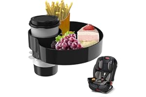 SSPONT Kids Car Seat Tray, Travel Tray with Cup Holder for Toddler Baby, Kids Car Seat Food Snack Organizer for Road Trip, Stroller snack Organizer Travel Must Haves Toddler Must Haves (Black)